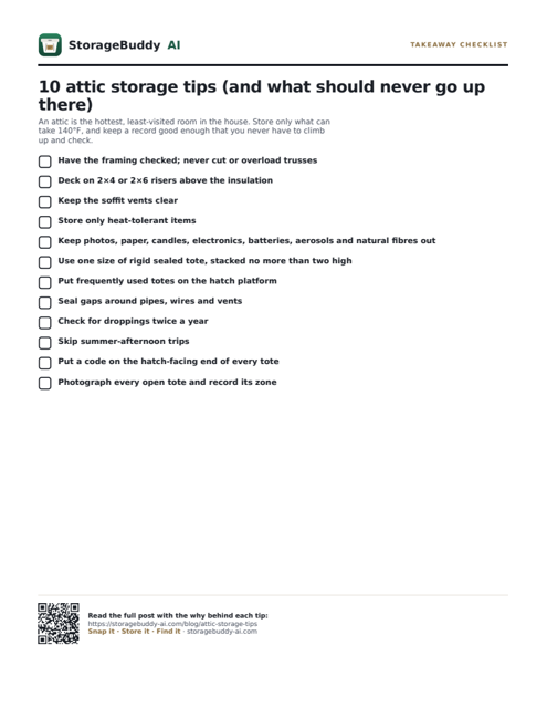 Takeaway checklist — first page