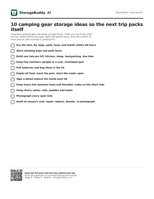 Takeaway checklist — first page