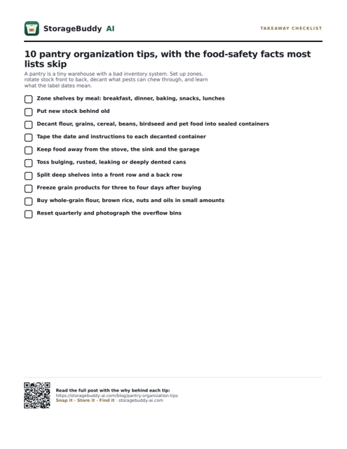 Takeaway checklist — first page