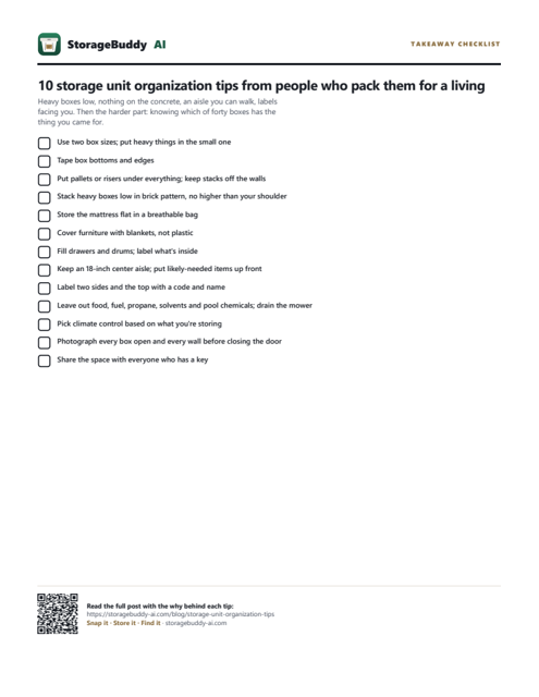 Takeaway checklist — first page