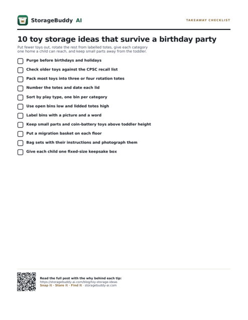 Takeaway checklist — first page