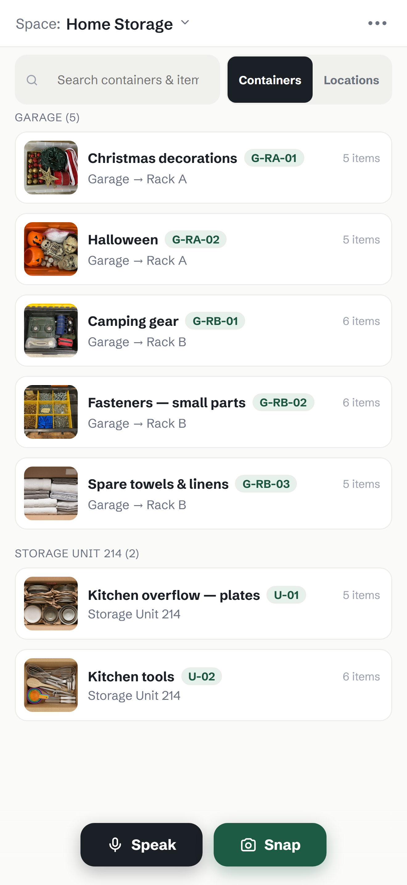 Container list